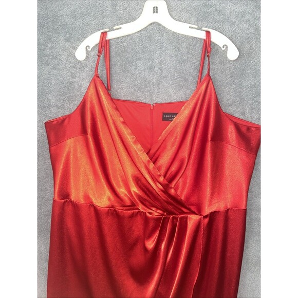 Lane Bryant Dress Womens 28 Red Midi Faux Wrap Cocxktail Glam Holiday Party - Picture 2 of 12
